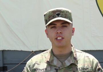 Spc. Robert Harper Gives Words of Encouragement to Future U.S. Army Soldiers