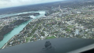 KC-135 forward view flying over Niagara Falls