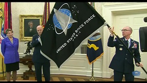 Trump Presents Space Force With Service Flag