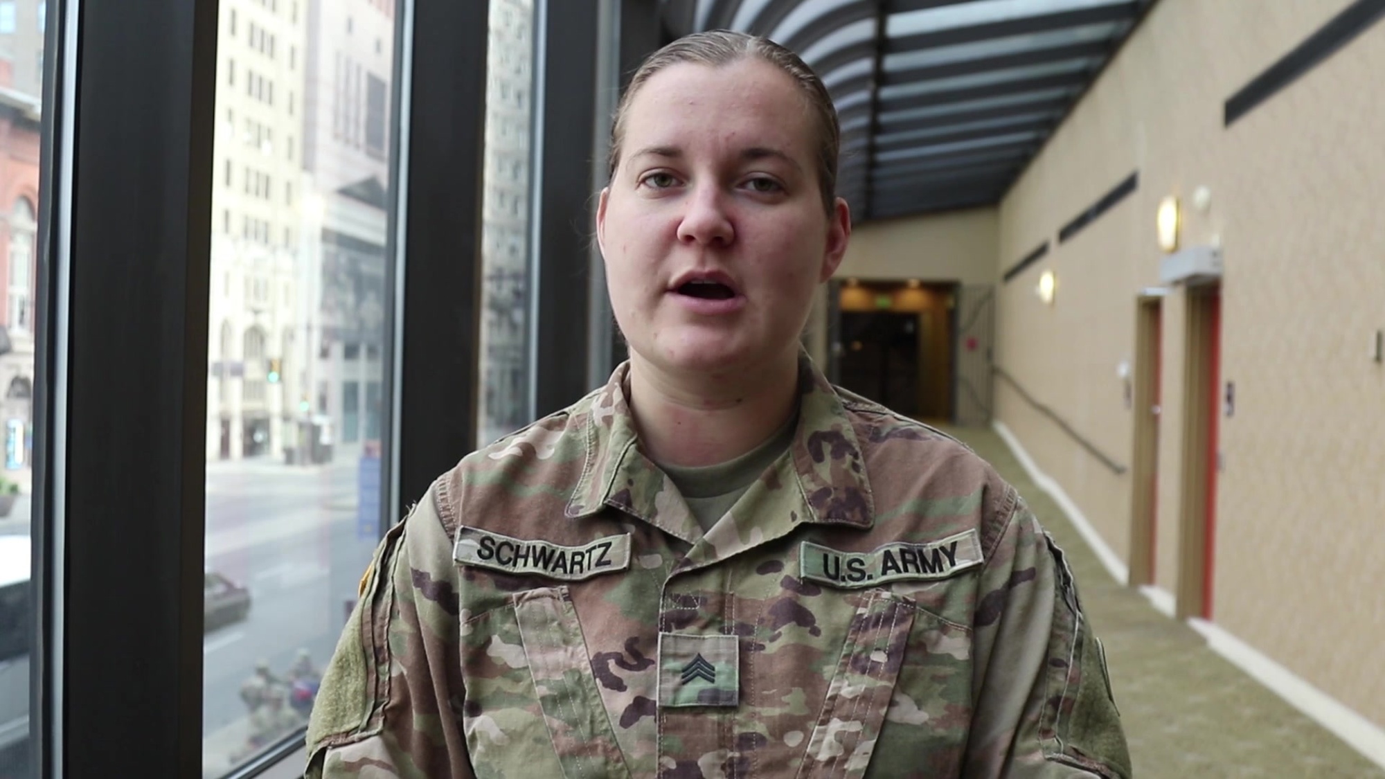 Sgt. Amanda Schwartz, a preventative medicine NCO serving with the 532d Combat Support Hospital headquartered at Camp Parks, Calif, talks about how she is happy to help the people of Philadelphia during the Department of Defense response to COVID-19. Schwartz says that she&#39;s proud she was able to play a part in supporting the nation. U.S. Northern Command, through U.S. Army North, remains committed to providing flexible Department of Defense support to the Federal Emergency Management Agency for the whole-of-nation COVID-19 Response.
