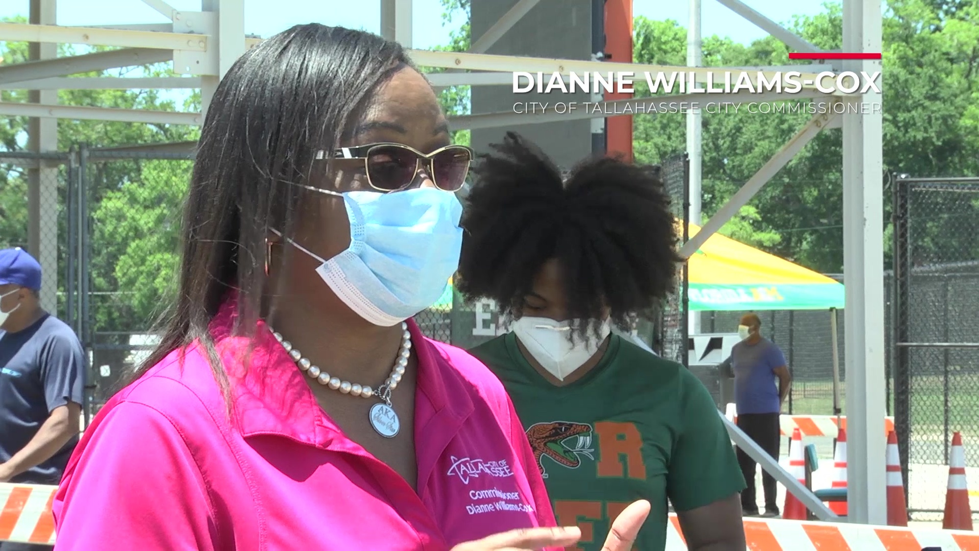 City of Tallahassee City Commissioner Dianne Williams-Cox and her aide, Towanda Davis, visited the COVID-19 test site at Florida A&M University’s Bragg Memorial Stadium.  The purpose of their visit was to get tested and raise the local community’s awareness of the test site and describe the testing process from firsthand experience.