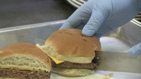 Marines try plant-based burger at the MCAS Futenma mess hall