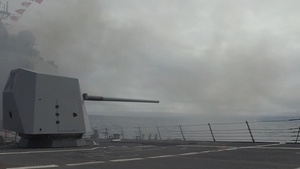USS Sterett Fires 5 inch gun