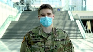 Army Pfc. Kameron Pettit shout-out at the Javits Center