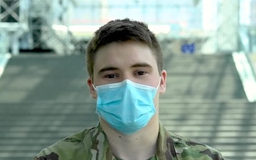 Army Pfc. Kameron Pettit shout-out at the Javits Center