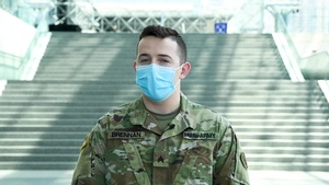 Army Sgt. James Brennan shout-out at the Javits Center