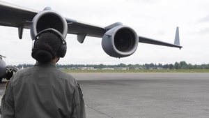 4th Airlift Squadron Conducts Pre-Flight Checklist