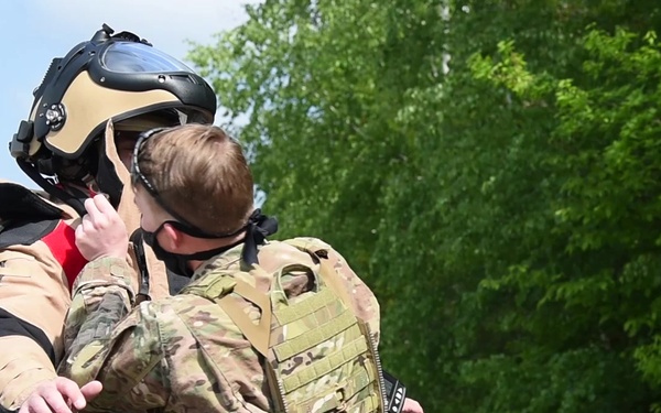 786th CES EOD uses robot, disarms simulated explosive