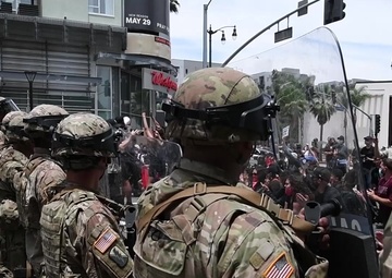 Cal Guard assists Los Angeles law enforcement by providing security during ongoing demonstrations