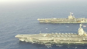 USS Gerald R. Ford Steams alongside USS Harry S. Truman