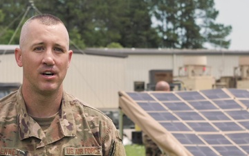 U.S. Airmen with the 53rd Air Traffic Control Squadron utilize innovative solar technology.