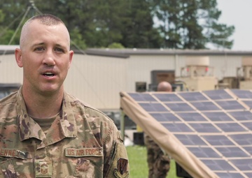 U.S. Airmen with the 53rd Air Traffic Control Squadron utilize innovative solar technology.