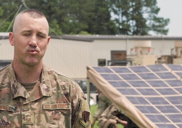 U.S. Airmen with the 53rd Air Traffic Control Squadron utilize innovative solar technology.
