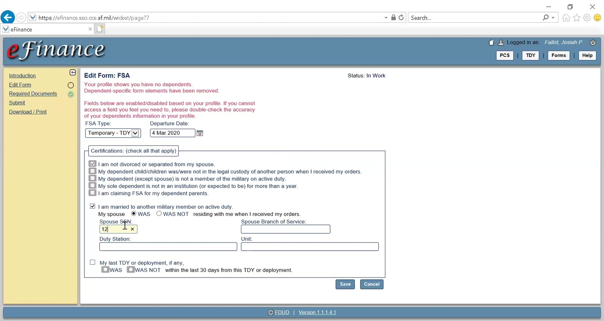 E-Finance video on family separation allowances.