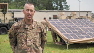 U.S. Airmen with the 53rd Air Traffic Control Squadron utilize innovative solar technology.