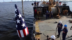 Coast Guard sets historic Francis Scott Key buoy on Patapsco river in Baltimore for 40th year