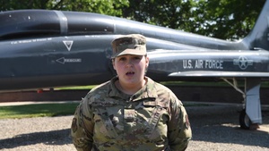 Airman 1st Class Hannah Borg sends an Independence Day greeting to family and friends in Redding, California