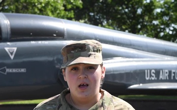 Airman 1st Class Hannah Borg sends an Independence Day greeting to family and friends in Redding, California