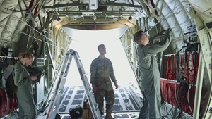 Loadmasters Prepare a C130-J for Static Line Jumps