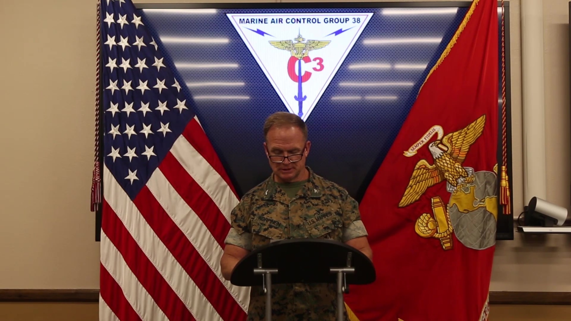 A change of command video message for Marine Tactical Air Command Squadron (MTACS) 38, 3rd Marine Aircraft Wing, at Marine Corps Air Station Miramar, Calif., July 6, 2020. The official change of command conducted on July 9, 2020. (U.S. Marine Corps video by Pfc. Victor Mackson)