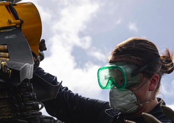 Theodore Roosevelt CO address the crew April 6.