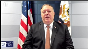 Secretary of State Michael R. Pompeo participates in a virtual event with The Hill, from the Department of State.