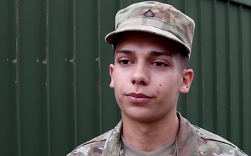 Working in a COVID-19 environment with Pfc. Kevin Serrano