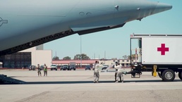B-Roll: COVID-19 patient arrives at Travis AFB during first Indo-Pacific aeromedical evacuation mission
