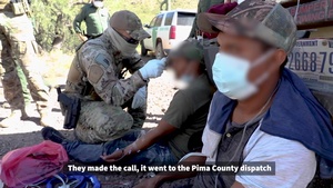 Border Patrol BORSTAR agents rescue three illegal aliens in the desert.