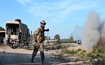 1-119th Field Artillery Regiment conducts direct fire training at Northern Strike 20