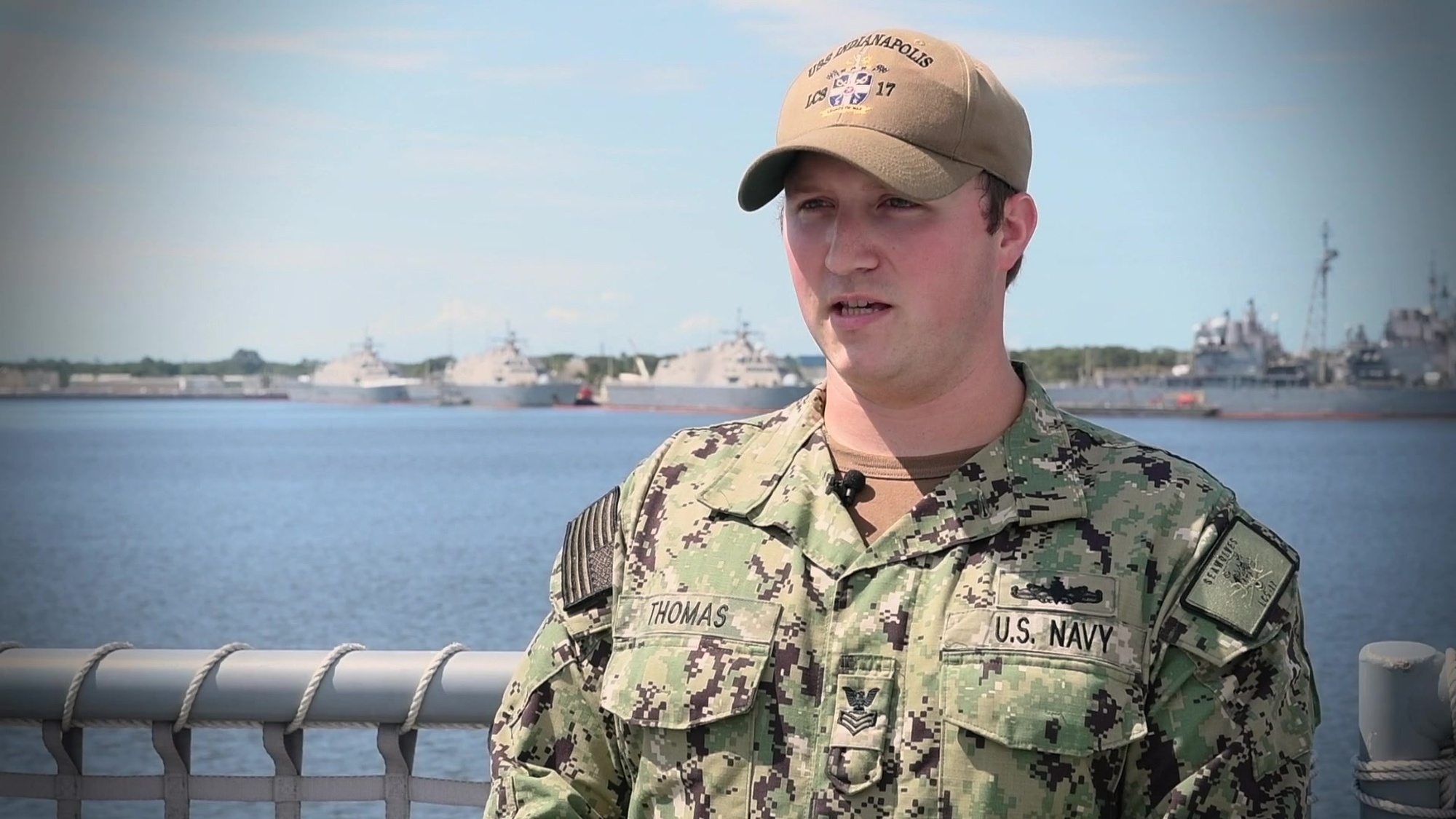 Crew members of USS Indianapolis (LCS 17) discuss what it means to serve aboard their ship. (U.S. Navy video by Chief Mass Communication Specialist David Holmes/Released)