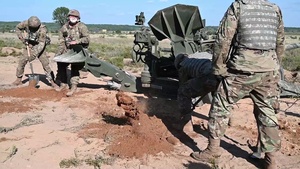 1-119th Field Artillery Regiment conducts direct fire training at Northern Strike 20 B-roll