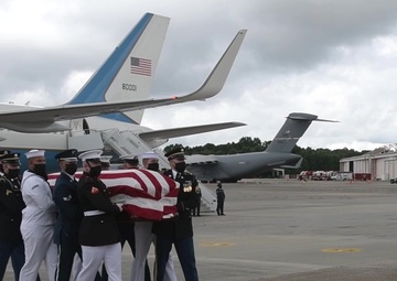 The casket of Rep. John Lewis arrives at Dobbins