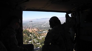Twelve Black Hawks fly over Los Angeles