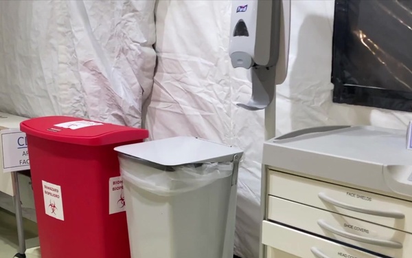 Medical center in Los Angeles, Calif., displays auxiliary treatment facilities in preparation to serve the community