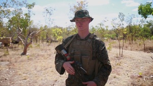 U.S. Marine talks about platoon attack training
