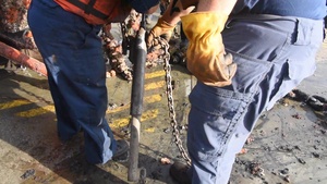 Coast Guard Cutter Joshua Appleby crew conducts maintenance on buoys near Port Everglades