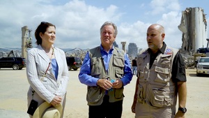 Acting AAID visits Beirut blast site video interview