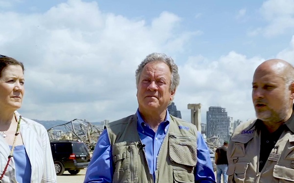 Acting AAID visits Beirut blast site video interview