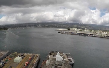 USS Hopper (DDG-70) undocking time-lapse from Pearl Harbor Naval Shipyard &amp; IMF