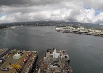 USS Hopper (DDG-70) undocking time-lapse from Pearl Harbor Naval Shipyard &amp; IMF
