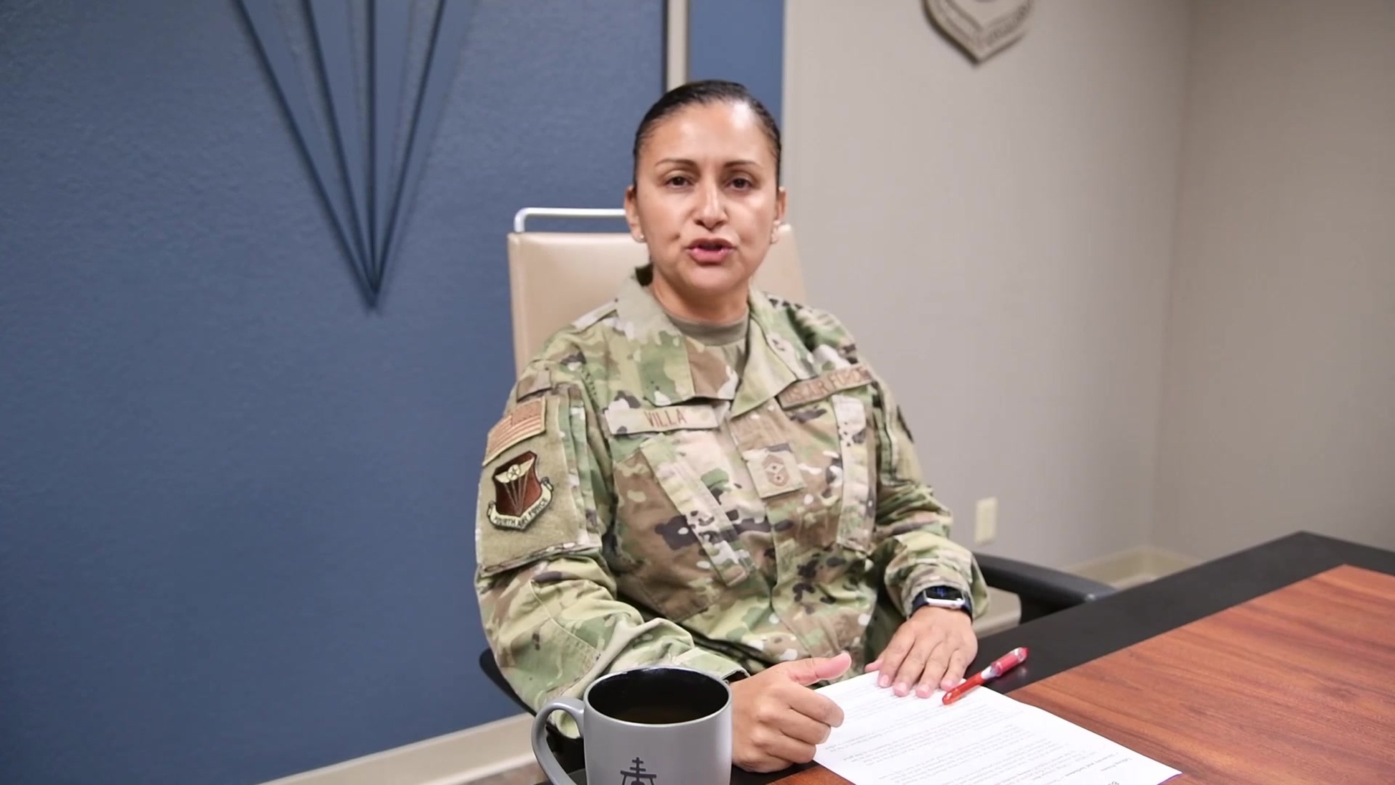 Chief Master Sgt. Cynthia Villa&#39;s buddy/wingman check for August 2020. Chief Villa is the Fourth Air Force command chief. (Video by Candy Knight; Music: www.bensound.com/royalty-free-music)