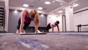 (B-roll) Behavioral health team conducts Yoga class for stress management