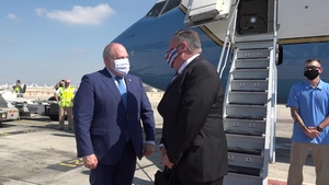 U.S. Secretary of State Michael R. Pompeo boards his airplane after completing visit to Israel