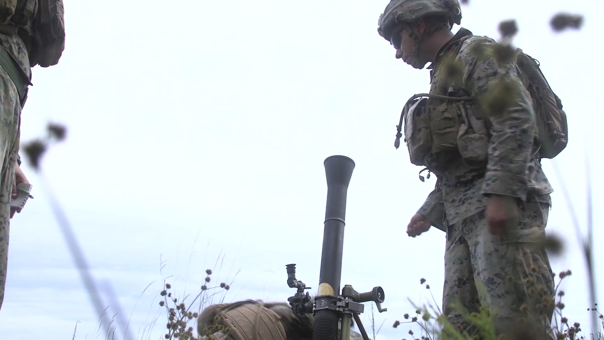 U.S. Marines with 2d Battalion, 6th Regiment, 2d Marine Division, preform drills with the M252 81mm mortar system at Camp Lejeune, North Carolina, August 25, 2020. The training focuses on weapons proficiency to improve combat effectiveness. (U.S. Marine Corps Video by Lance Cpl. Jessica McCrickard)