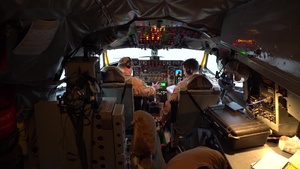 A U.S. Air Force KC-135 Stratotanker refuels an E-3 Sentry Airborne Warning and Control System.