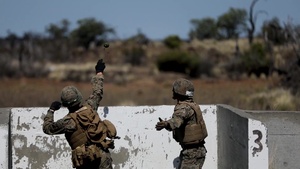 Charlie Battery conducts grenade training, PTA (B-Roll)
