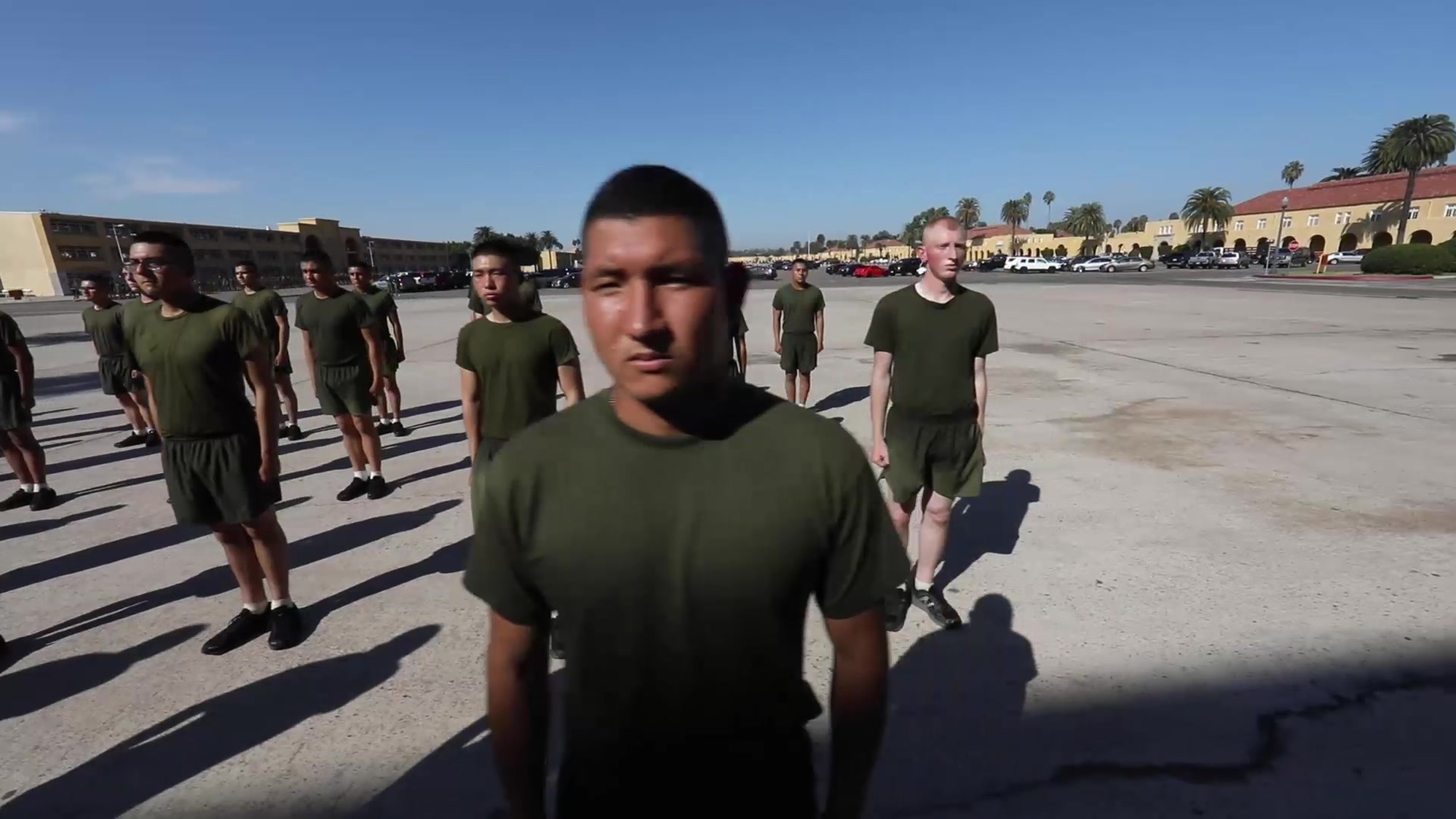 Check out the new marines of Lima Company as they participate in a motivational run here at MCRDSD!!!