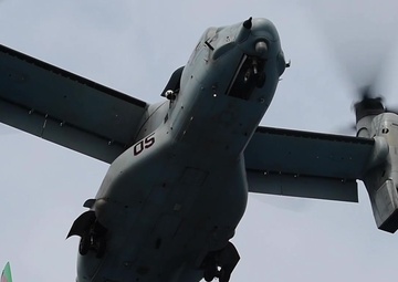 MV-22B Osprey Delievers Payload to USS Henry M. Jackson