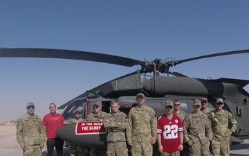 Co. G, 2-104th GSAB, Nebraska National Guard shout out to Nebraska Cornhuskers